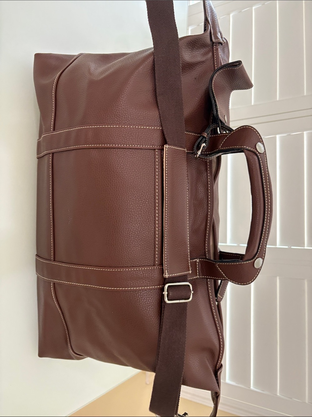 Barrington Men's Brown Leather Weekender Travel Bag - Classic Carryall